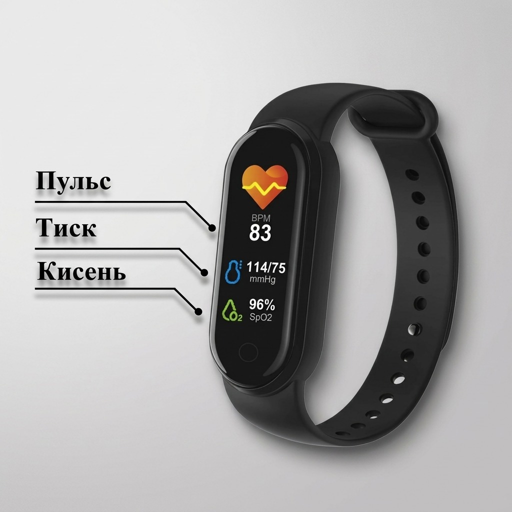 Фітнес-браслет Smart Bracelet M5 з вимірюванням пульсу, тиску та кисню